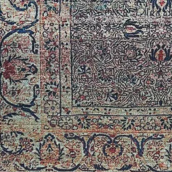 Dark Vintage Floral Washable Area Rug, 5x7
