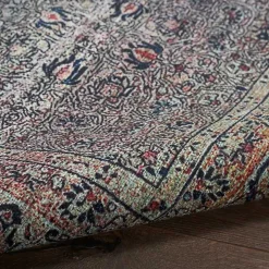 Dark Vintage Floral Washable Area Rug, 5x7