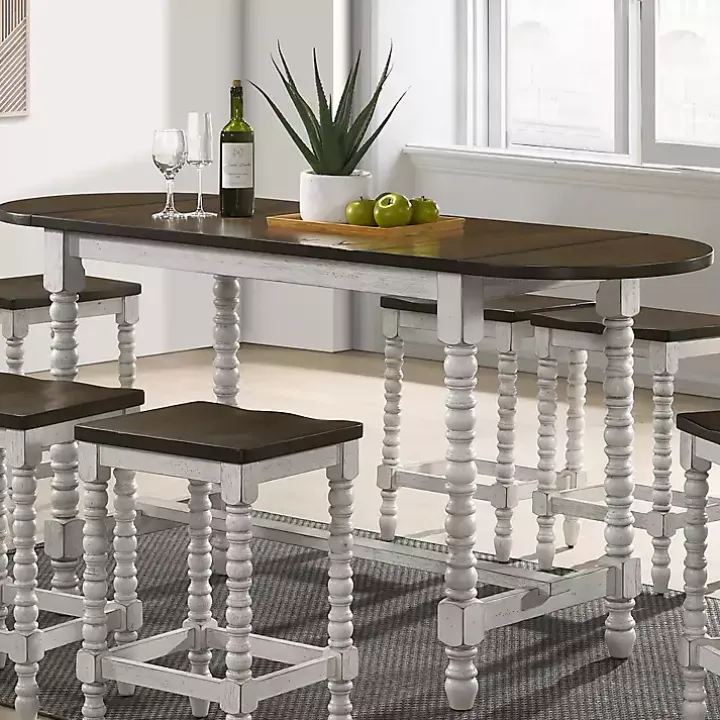 Dark Walnut & White Wood Ema Counter Height Table