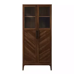 Dark Walnut Chevron Wooden Storage Cabinet