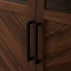 Dark Walnut Chevron Wooden Storage Cabinet