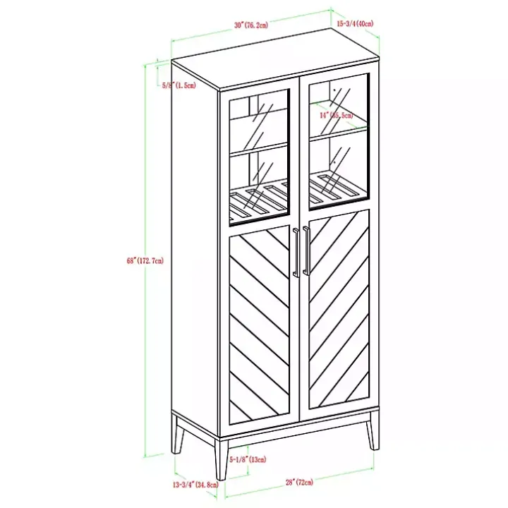 Dark Walnut Chevron Wooden Storage Cabinet