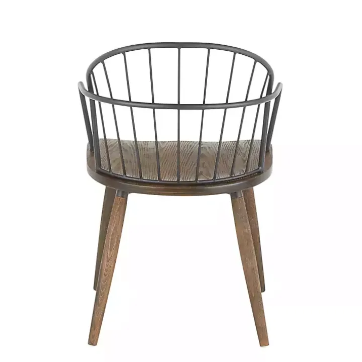 Dark Walnut Wood Spindle Dining Chairs, Set of 2