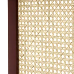 Dark Wood & Rattan Arched Trifold Room Divider