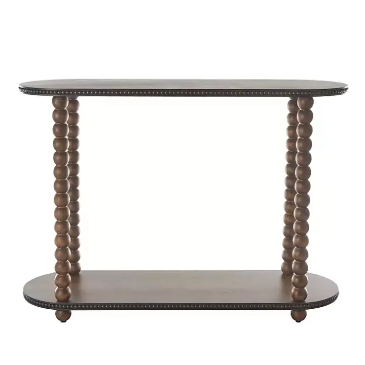 Dark Wood Beaded Spindle Console Table
