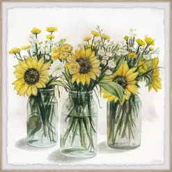 Deckled Sunflower Trio Framed Art Print