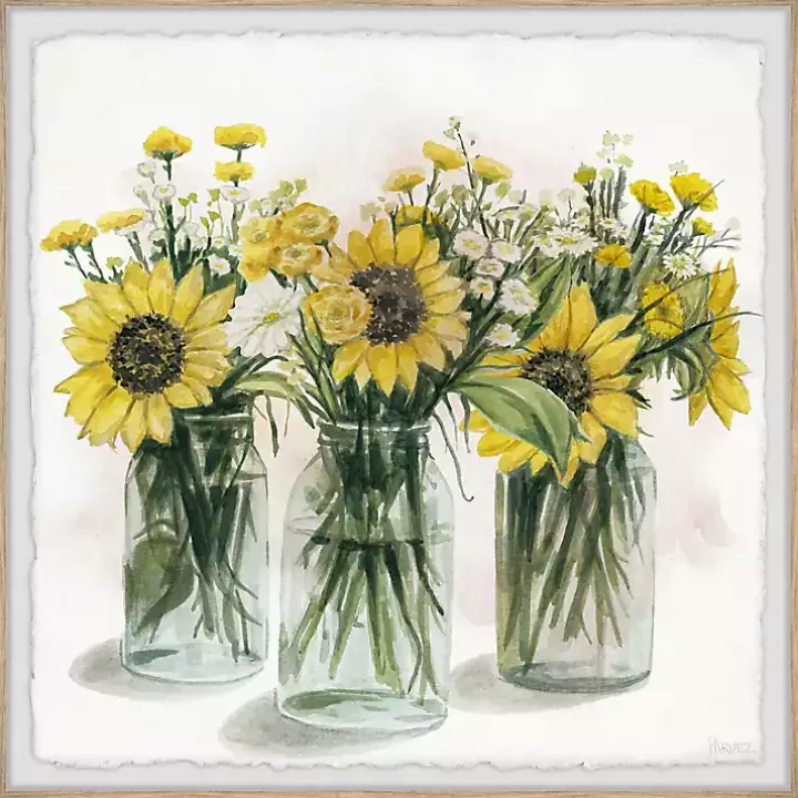 Deckled Sunflower Trio Framed Art Print