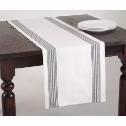 Deep Blue Striped Border Table Runner