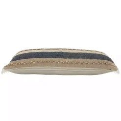 Denim Blue Braided Stripe Lumbar Pillow