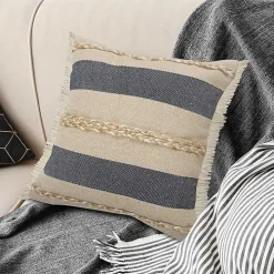 Denim Blue Braided Stripe Throw Pillow, 24 in.