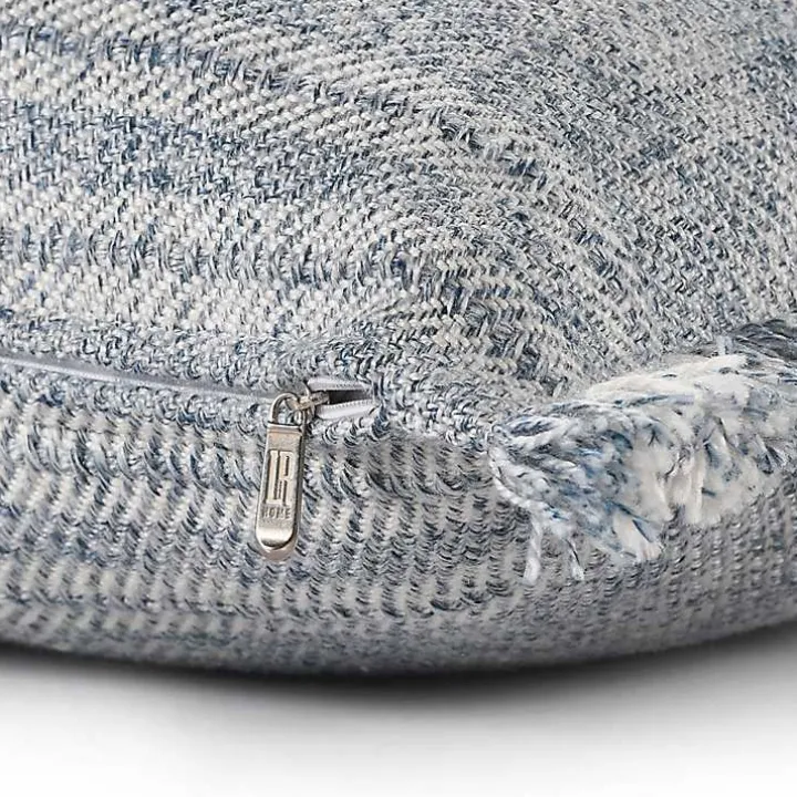 Denim Contemporary Stripe Outdoor Throw Pillow