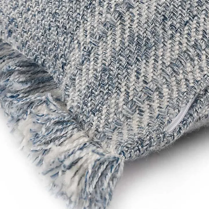 Denim Contemporary Stripe Outdoor Throw Pillow