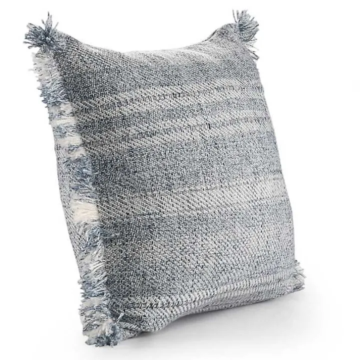 Denim Contemporary Stripe Outdoor Throw Pillow