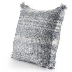 Denim Contemporary Stripe Outdoor Throw Pillow