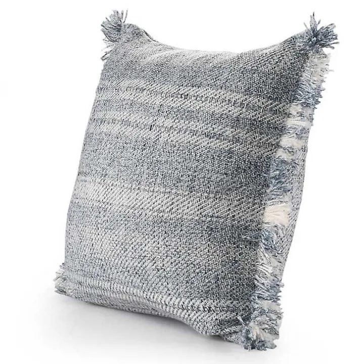 Denim Contemporary Stripe Outdoor Throw Pillow
