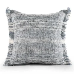 Denim Contemporary Stripe Outdoor Throw Pillow