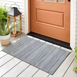 Denim Woven Lines Indoor/Outdoor Accent Rug, 2x3