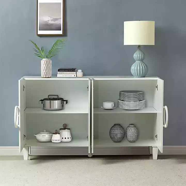 Dietrich White Wood 4-Door Sideboard