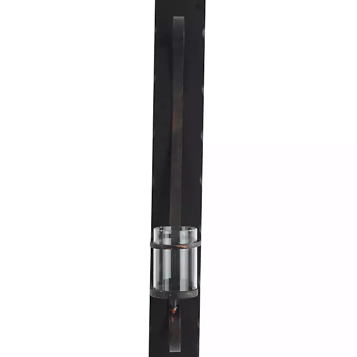 Distressed Black Scrolled Metal Sconce