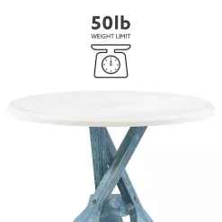 Distressed Blue Oars Coastal Accent Table