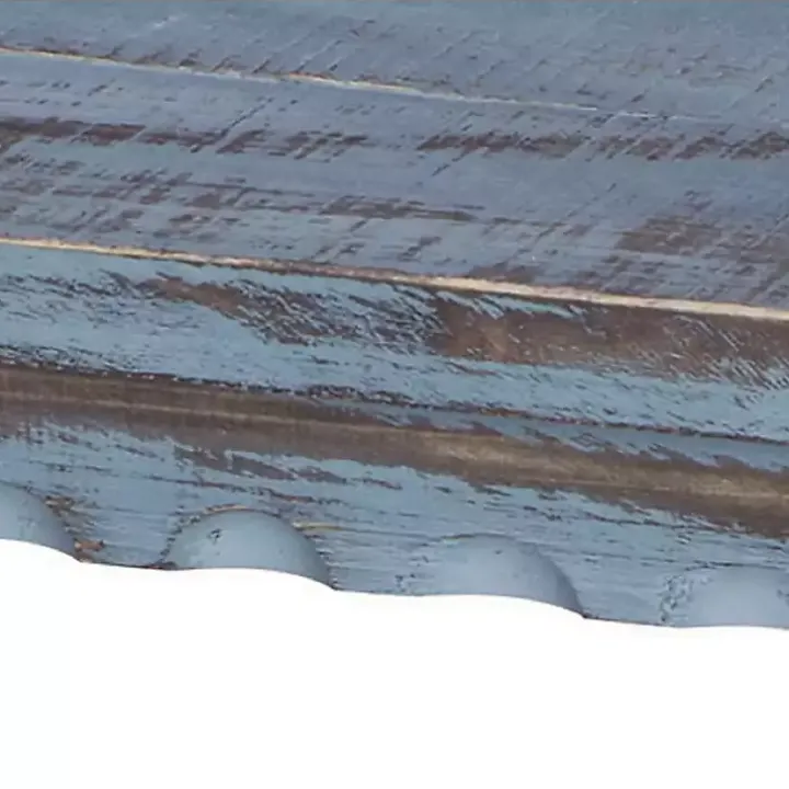 Distressed Blue Wood Antique Bench