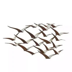 Distressed Brown Metal Flock of Birds Wall Plaque
