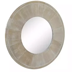 Distressed Brown Wood Planked Frame Wall Mirror