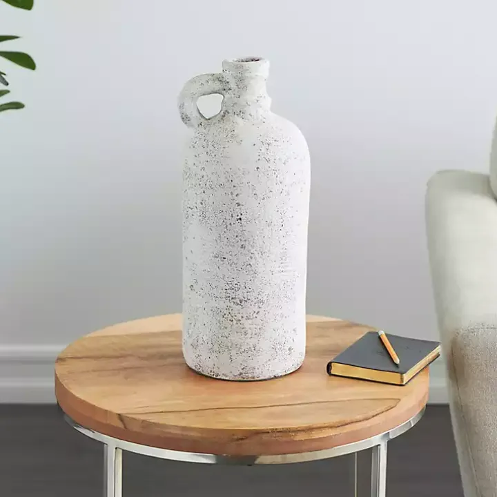 Distressed Cream Terracotta Jug Vase