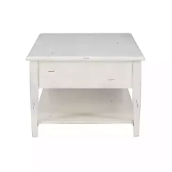 Distressed Cream Wood 3-Drawer Coffee Table