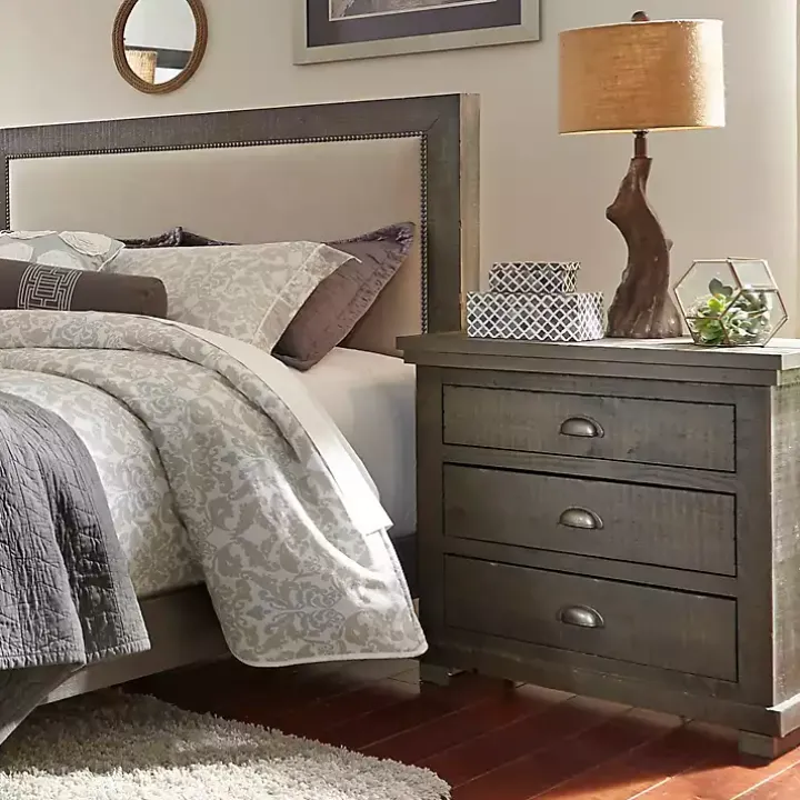 Distressed Dark Gray Wooden Willow Nightstand