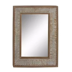 Distressed Gray Wood Rectangular Wall Mirror