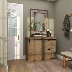 Distressed Gray Wood Rectangular Wall Mirror