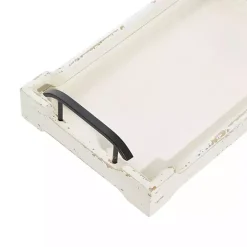 Distressed Ivory Wood Trays, Set of 2