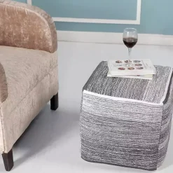 Distressed Pinson Cube Pouf