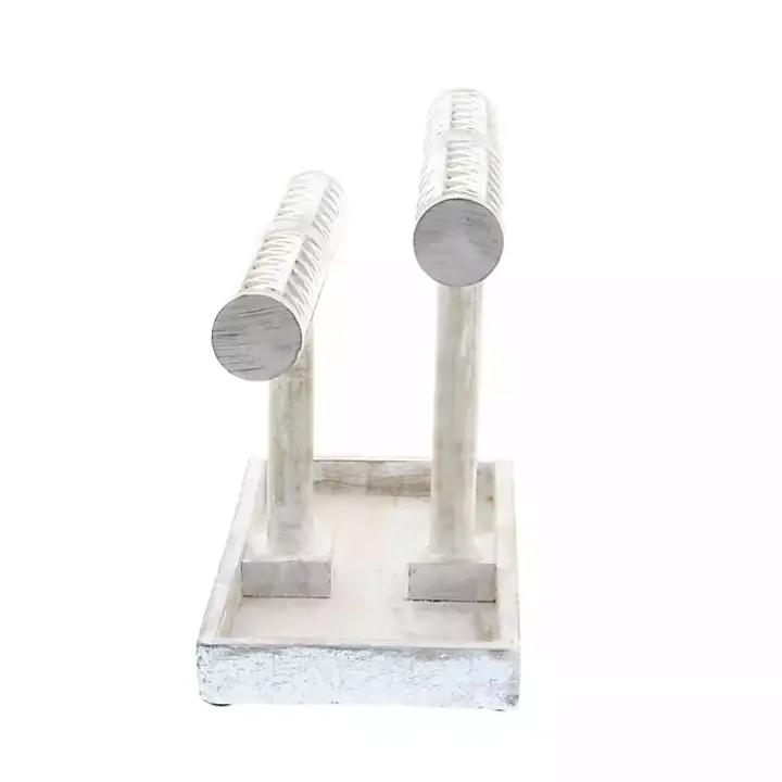 Distressed Silver Wood Jewelry Stand