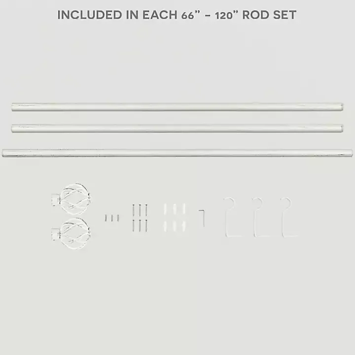 Distressed White Open Sphere Curtain Rod, 120 in.