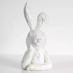 Distressed White Sassy Bunny Statue
