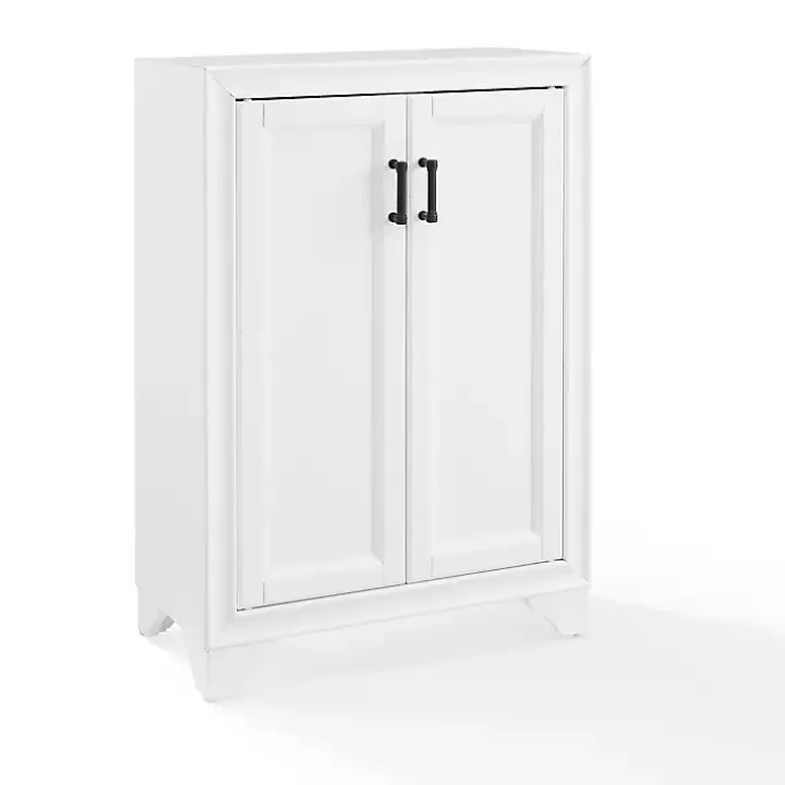 Distressed White Wood Accent Cabinet