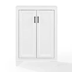 Distressed White Wood Accent Cabinet
