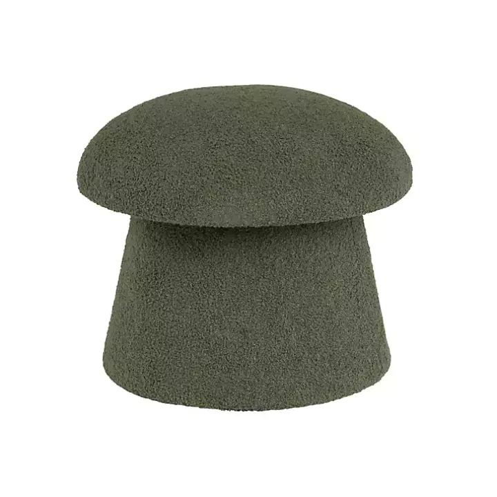 Drak Green Boucle Mushroom Storage Ottoman