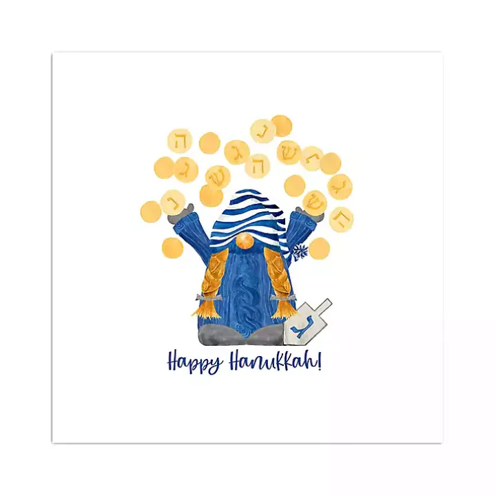 Dreidel Gelt Game Gnome Canvas Art Print