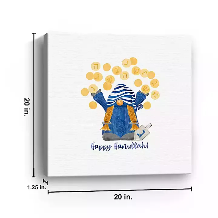 Dreidel Gelt Game Gnome Canvas Art Print