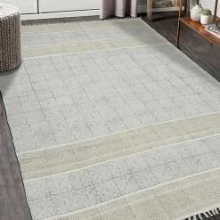 Dune Stone Blue Geometric Area Rug, 7x10