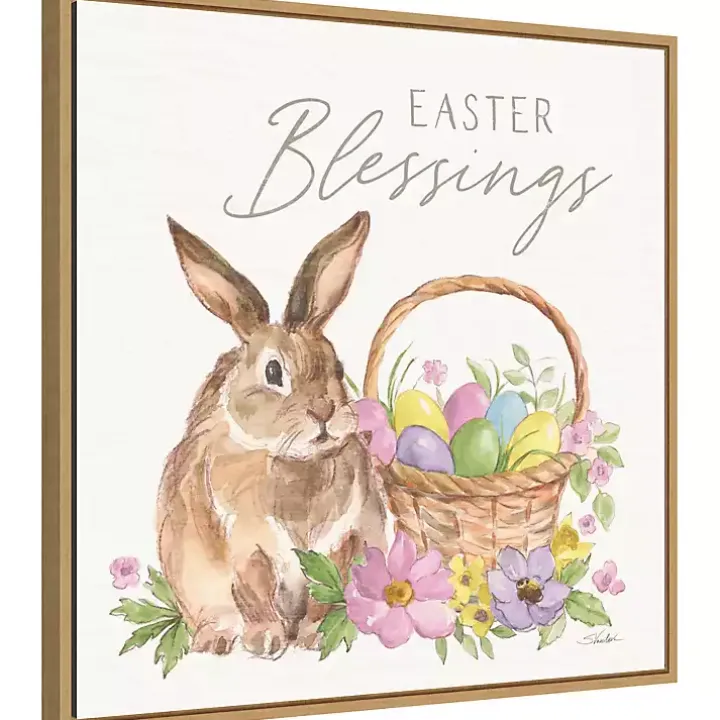 Easter Blessings Bunny Framed Canvas Art Print