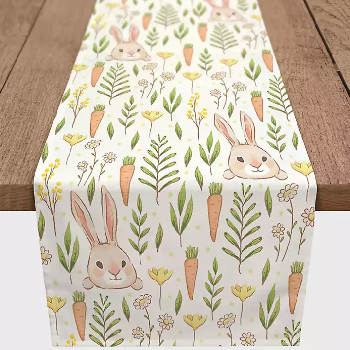 Easter Bunnies and Carrots Table Runner, 90 in.