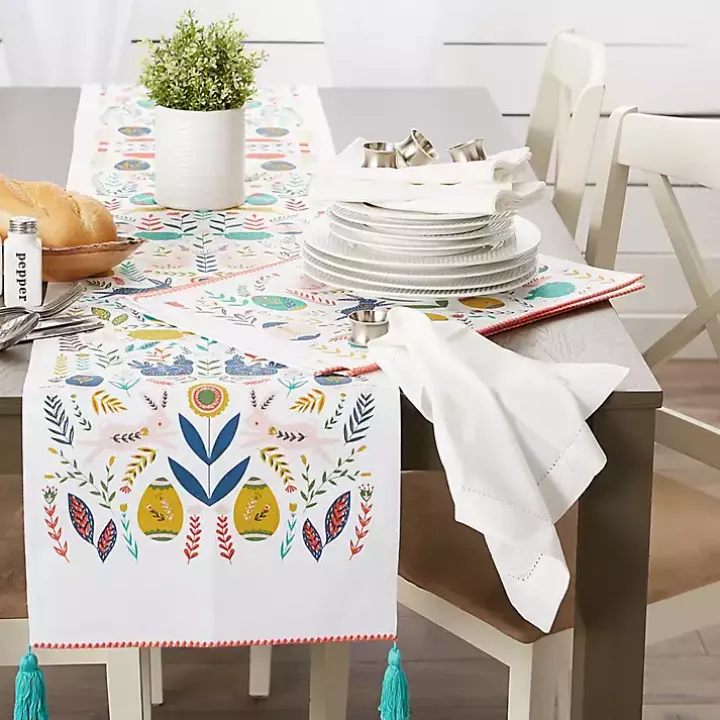 Easter Garden Folk Table Runner, 108 in.