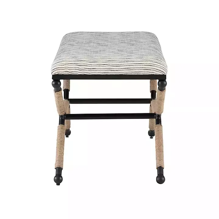 Eclectic Black and White Striped X Frame Bench
