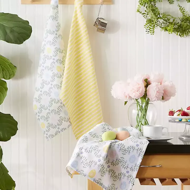 Eggs and Greenery Kitchen Towels, Set of 3