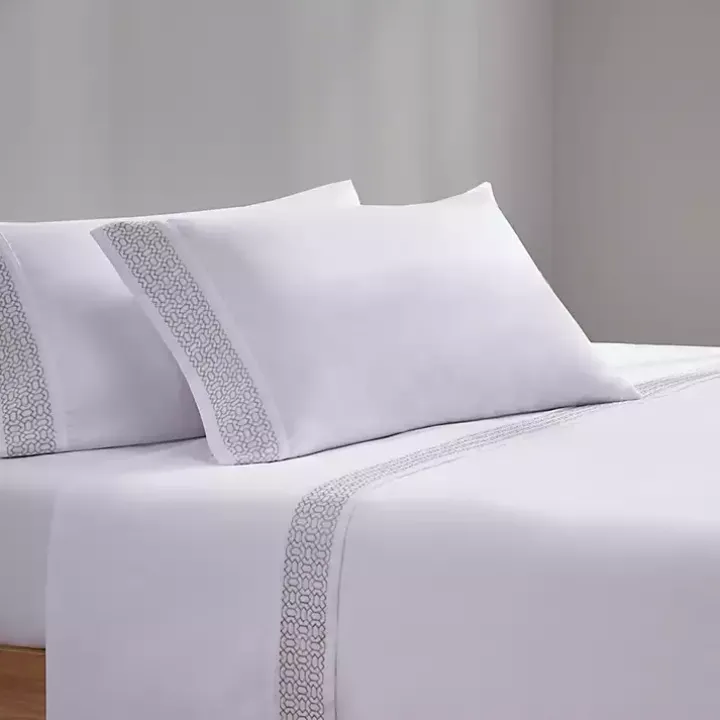Elegant Geo Hem Microfiber 4-pc. Full Sheet Set