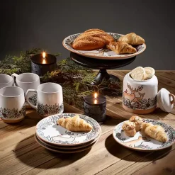 Embossed Woodland Christmas Snack Plates, Set of 4